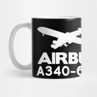 Airbus A340-600 Silhouette Print (White) Mug